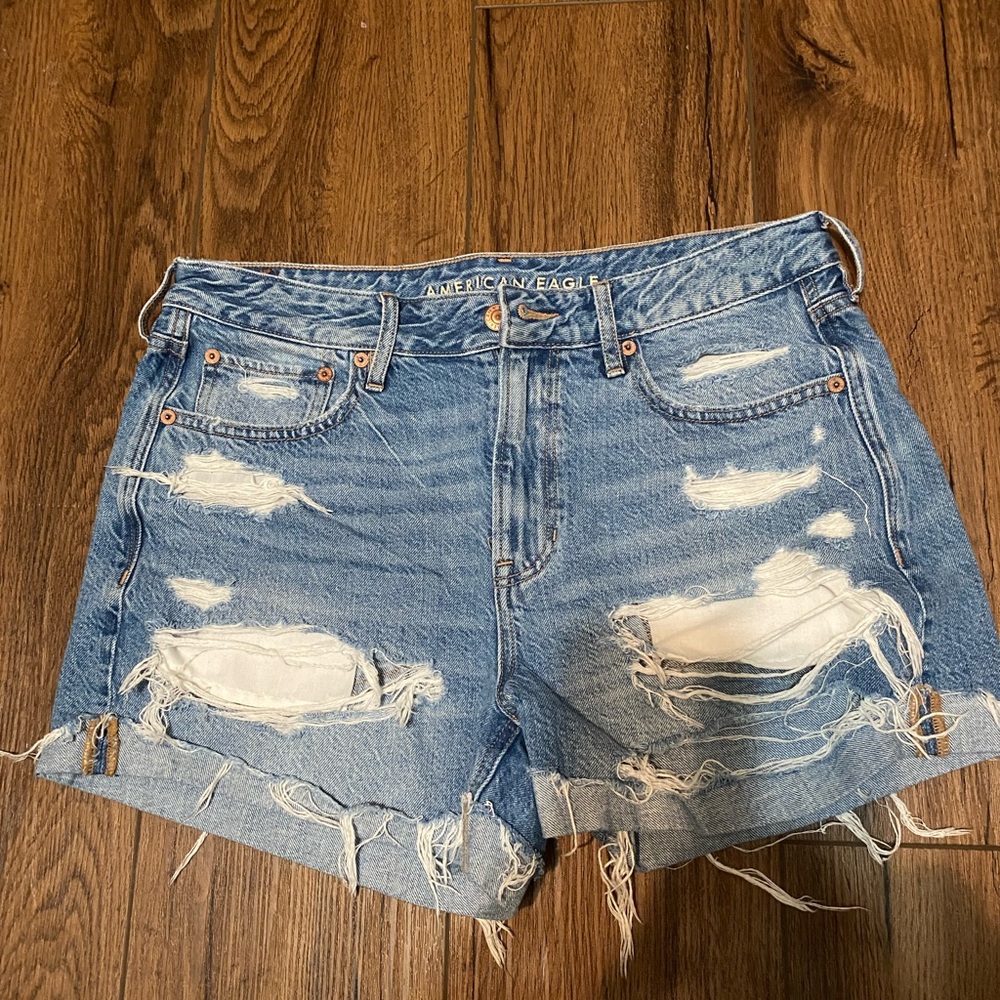American Eagle Outfitters Blue Distressed Jean Shorts